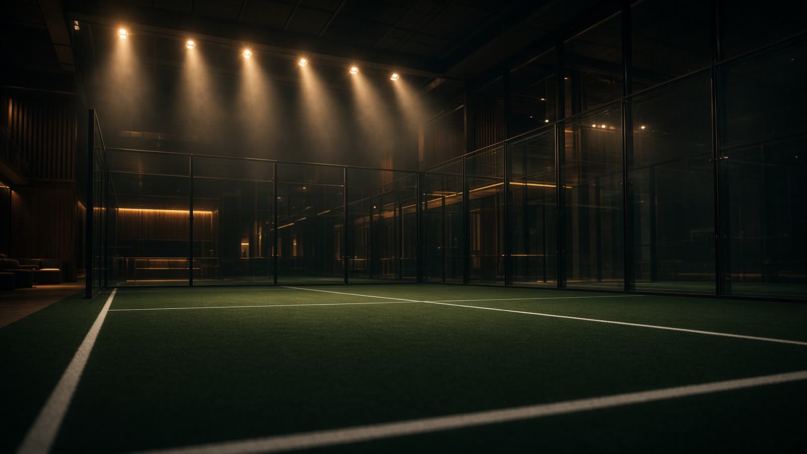 Metropole indoor padel court at night